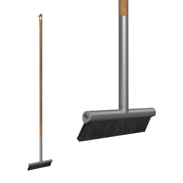 Image of RiZZ contemporary broom with anodized aluminium body and teak handle