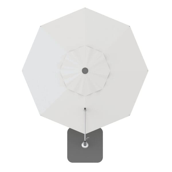 Studio image of bird's eye view of octagonal Shademaker Solaris cantilever parasol