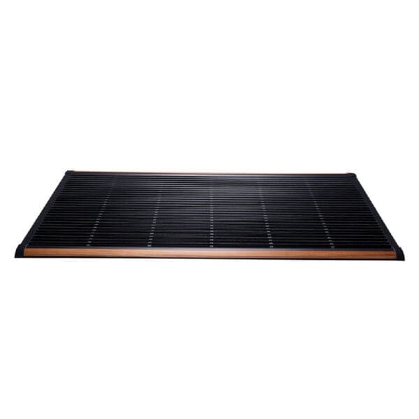 Image of extra large RiZZ outdoor door mat 175 x 70cm with black aluminium frame and teak inlay