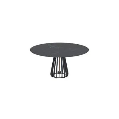 Studio image of circular Furniz heated garden dining table by Royal Botania
