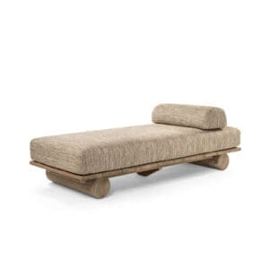 Studio image of Gommaire Coffee Table/Sunbed Edge with opulent seat and head cushions