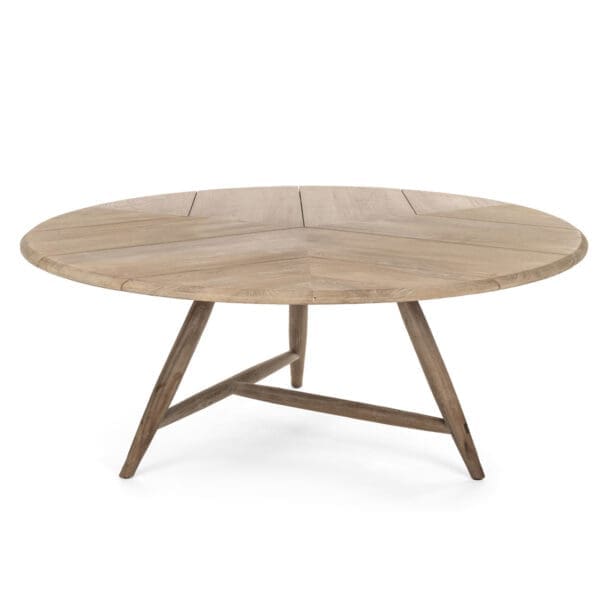 Studio image of Gommaire Faye XL round teak low dining table G785XL-NAT
