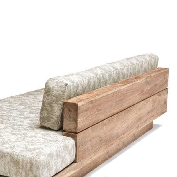 Image of details of the heavily planked back of Gommaire Lounge Magnus