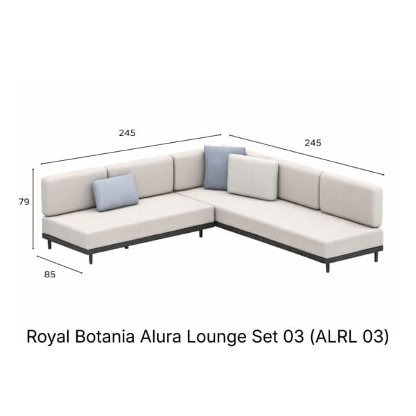 Studio image of Royal Botania Alura Lounge Set 03 (ALRL 03) with dimensions