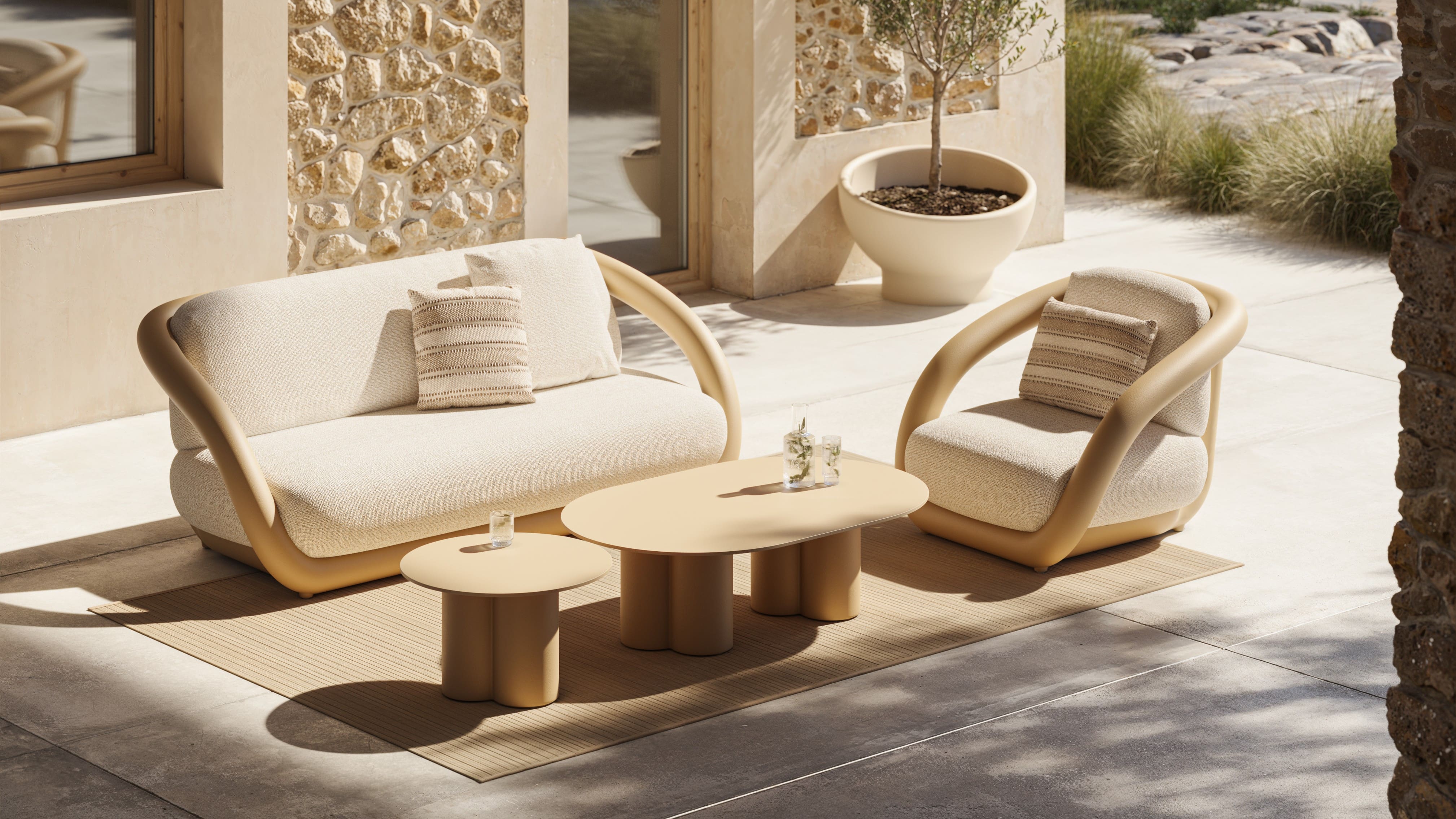 Image of Vondom Mel Garden Lounge Furniture - futuristic outdoor sofa and lounge chairs by Ramón Esteve