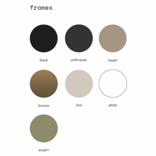 Image of swatches of powder coat paint colour finishes used for Joli luxury dining tables