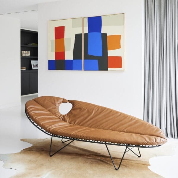 Image of Joli Wire lounger with faux leather cushion