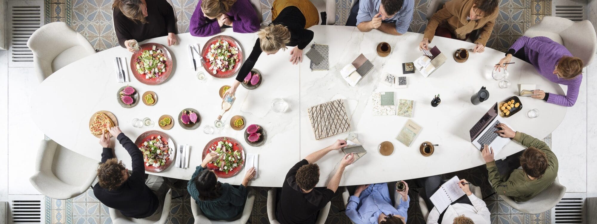 Image of bird's eye view of Wire Majestic enormous dining table