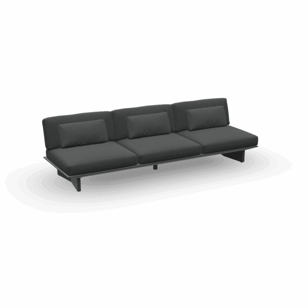 Studio image of Arbon charcoal aluminium garden sofa with Sunbrella cushions