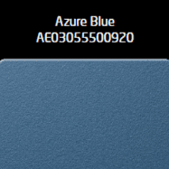 Image of swatch of Azure Blue powder coat paint finish used for Cassecroute minimalist refectory tables and benches