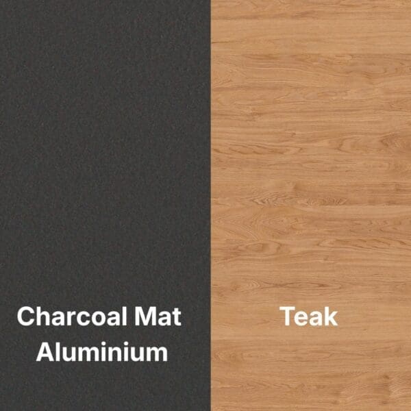 Image of swatch combination of Graphite aluminium & teak used for Jati Kebon furniture