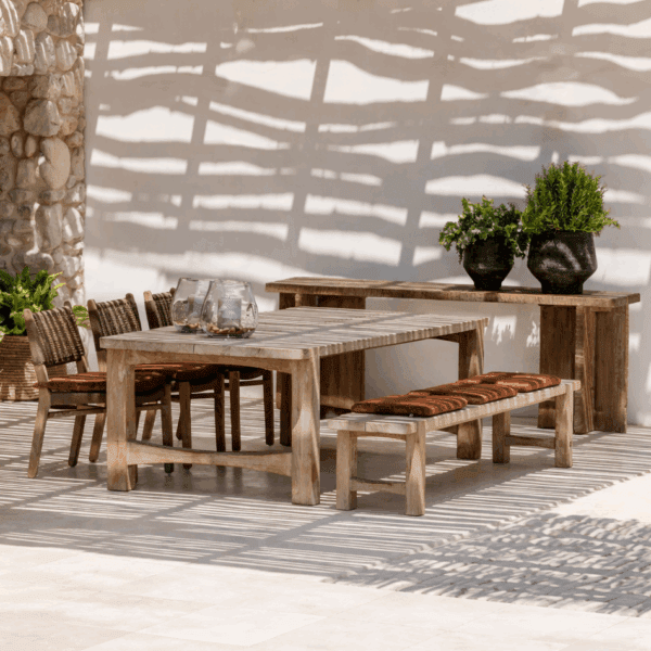 Image of Gommaire Jacoba table and bench and Fiona chairs