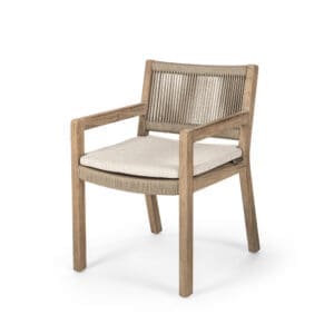 Studio image of Gommaire Mario teak and rope modern garden armchair