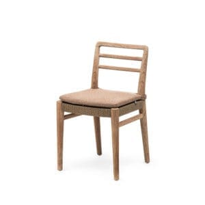Studio image of Gommaire Jared teak garden dining chair with seat cushion pad