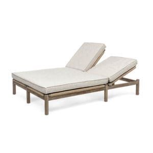 Studio image of Gommaire Mieke double sun lounger with voluptuous outdoor cushions