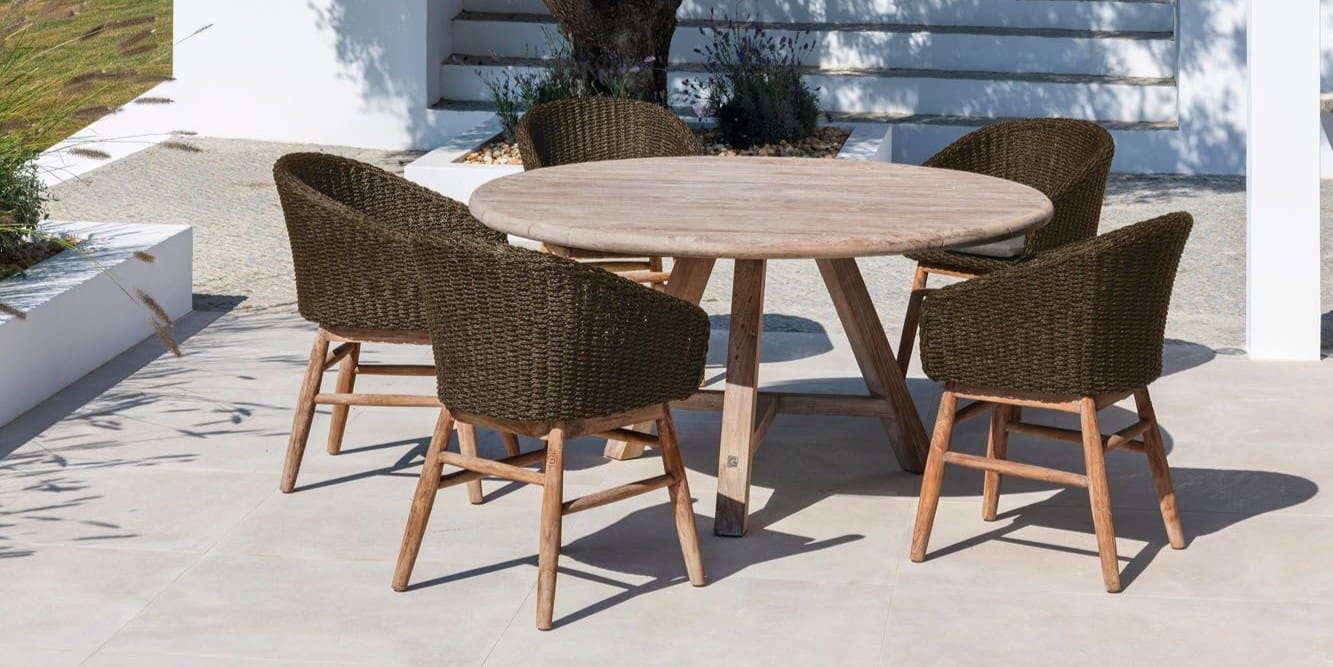 Image of Anton circular teak garden dining table by Gommaire