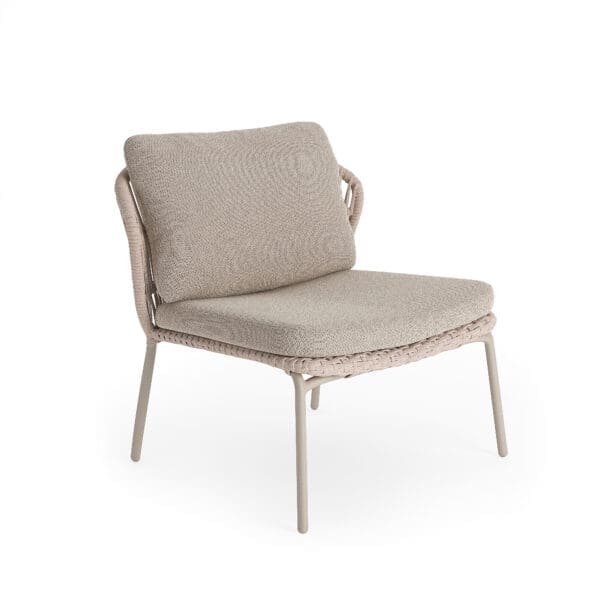 Image of Jati Kebon Lima Lounge chair with Sunbrella Lopi Sand fabric cushions