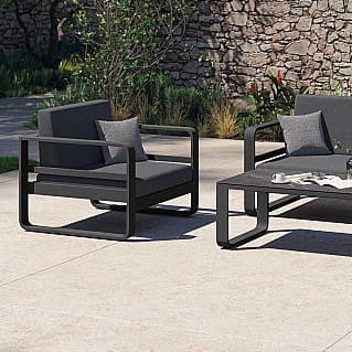 Image of Jati Kebon Reno aluminium garden lounge chair in mat charcoal finish