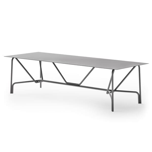 Studio image of large Unopiu Salo rectangular garden table in graphite aluminium