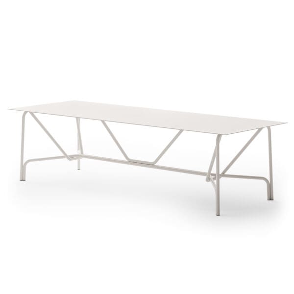 Studio image of large Salo rectangular garden dining table by Unopiu