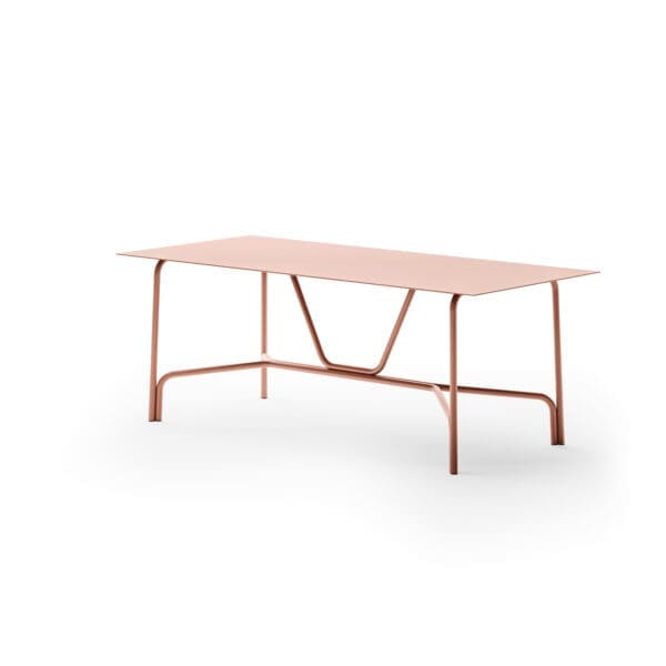 Studio image of terracotta coloured Unopiu Salo rectangular table