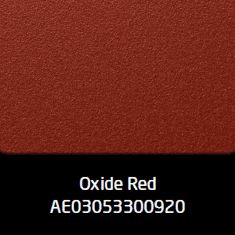 Image of swatch of oxide red powder coat paint finish used for Cassecroute minimalist picnic furniture.