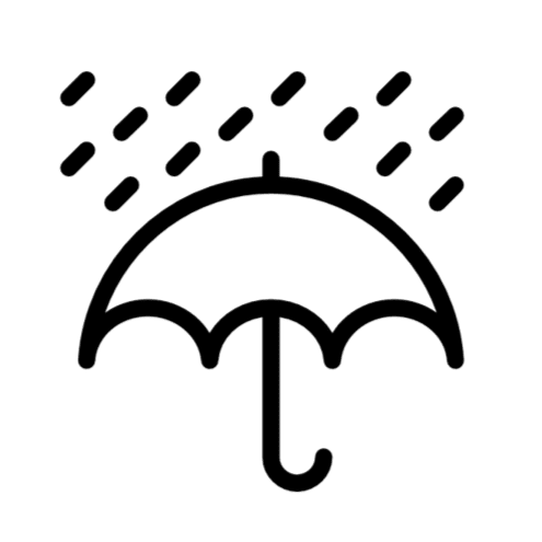 Image of icon of rain and umbrella denoting protective cover for furniture