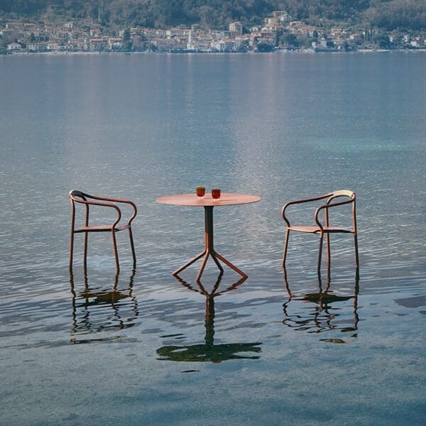 Image of terracotta coloured Salo bistro table and chairs by Unopiu