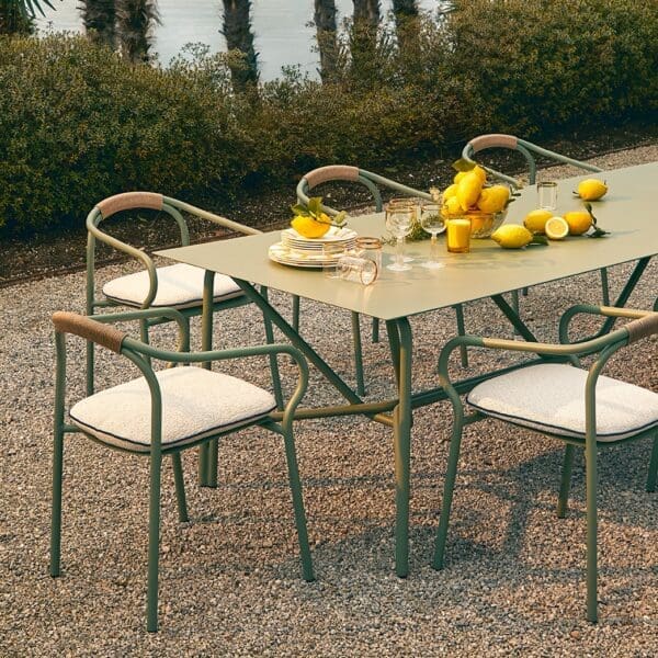 Image of sage green Salò luxury garden dining furniture by Unopiù