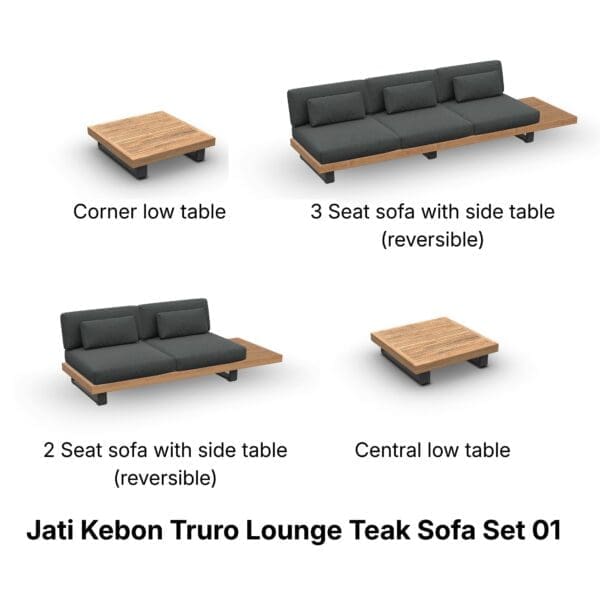 Studio image showing components of Jati Kebon Truro Lounge Set 01