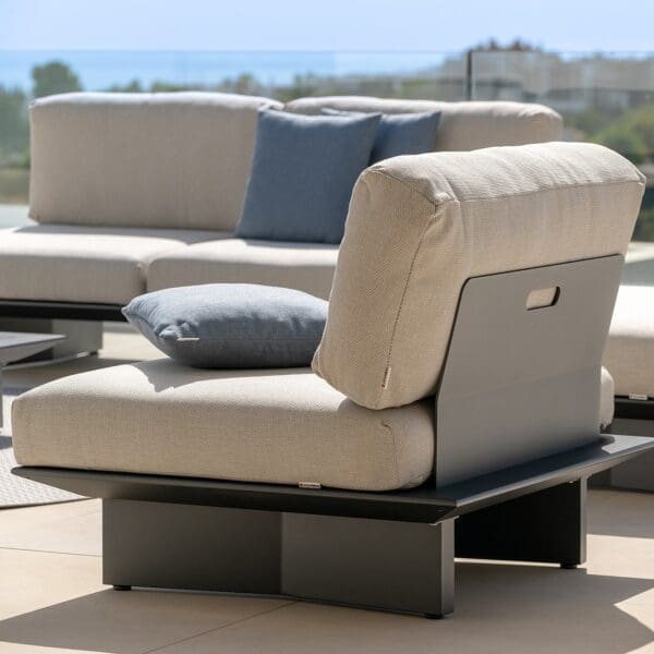 Image of Jati Kebon Arbon modern garden lounge chair in charcoal aluminium