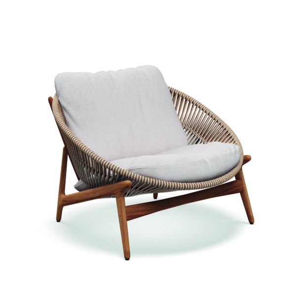 Studio image of Gloster Bora Lounge chair in sorrel wicker