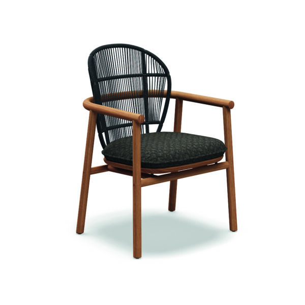 Studo image of Gloster Fern dining chair with arms and raven rope