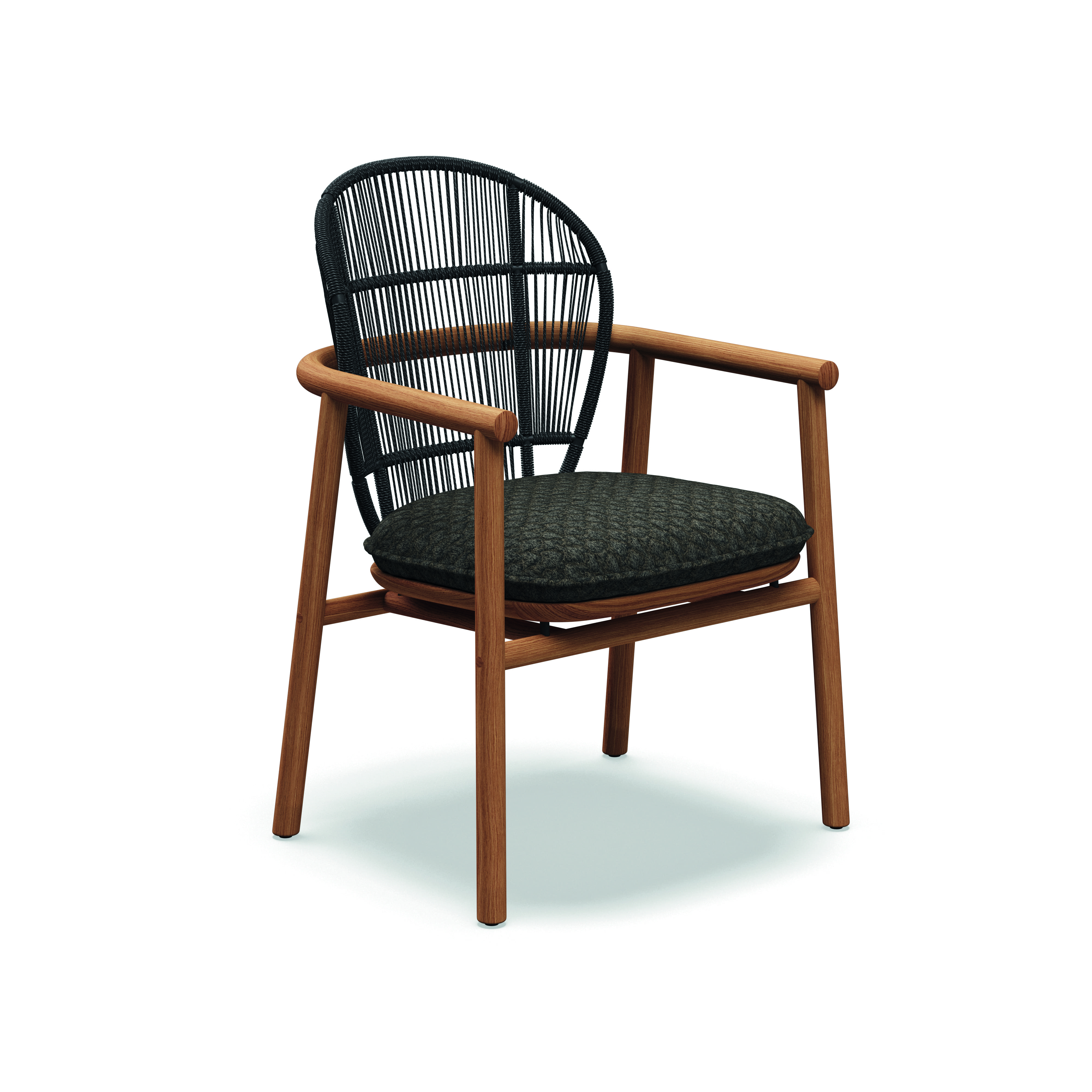 Studo image of Gloster Fern dining chair with arms and raven rope