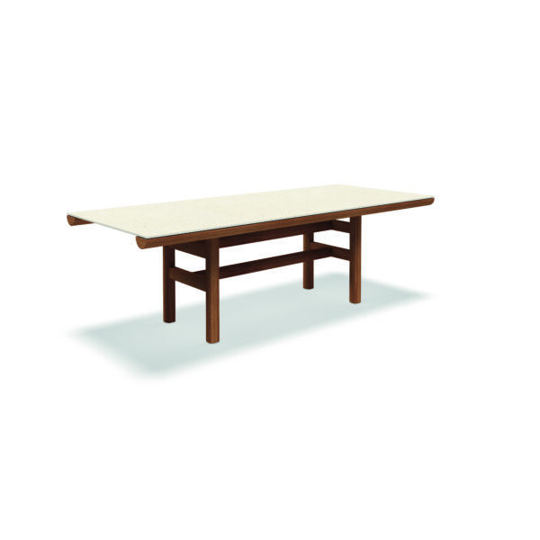 Studio image of Gloster Rail small teak table with Verona ceramic top