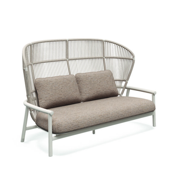 Studio image of Gloster Fern aluminium 2 seater sofa with high back