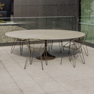 Image of Joli Big Central Round dining table and Wire chairs