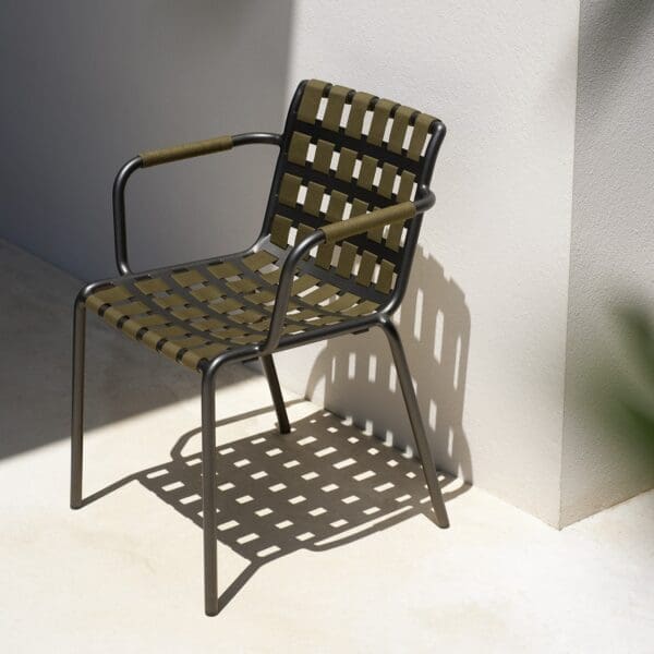Image of Roda Erice chair with powder coated seat and back with woven acrylic belt