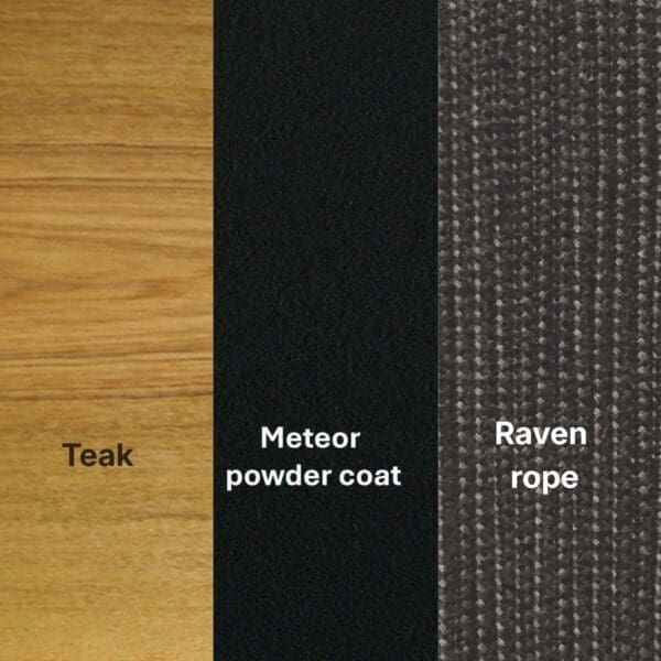 Image of teak, Meteor and Raven rope used for Gloster Fern furniture