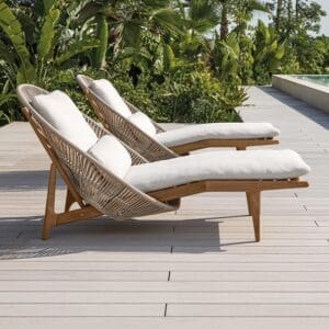 Image of pair of Gloster Bora loungers in sorrel wicker