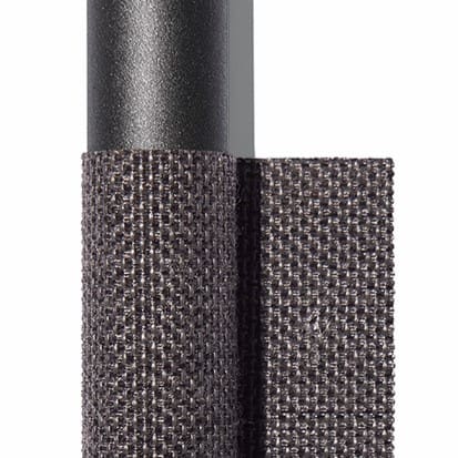 Image of swatch of smoke frame and grey batyline from RODA furniture