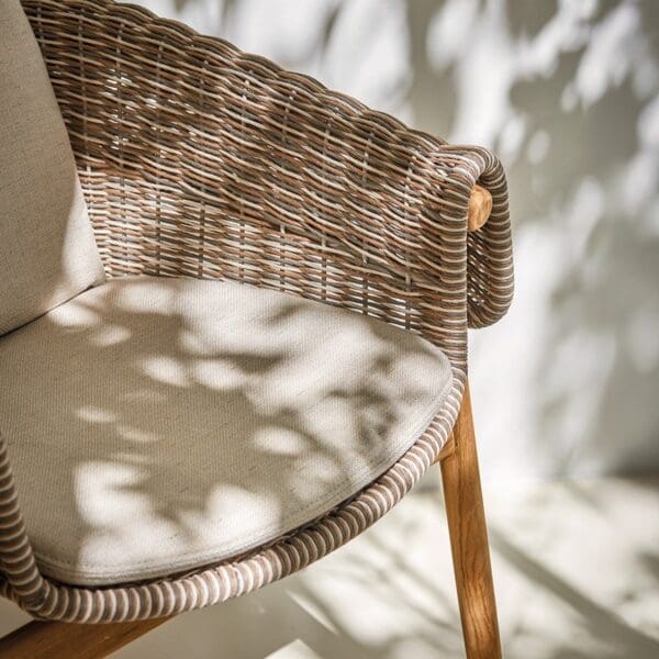 Image of detail of Wrap garden chair's sorrel coloured wicker
