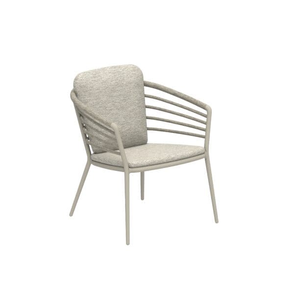 Studio image of Archy low dining chair with cushions by Royal Botania