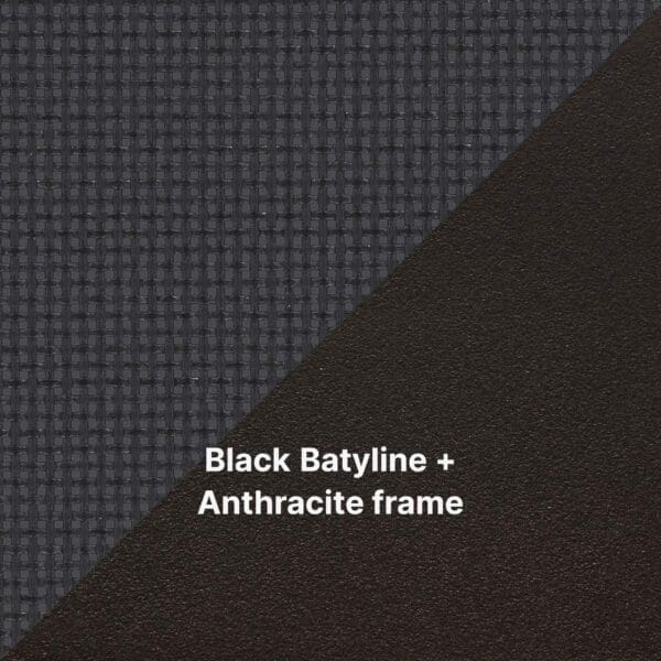 Image of swatch of Black Batyline and Anthracite aluminium