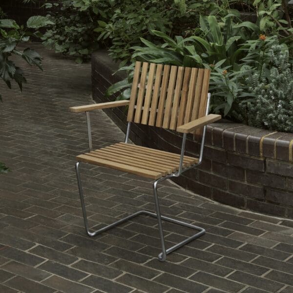 Image of Grythyttan Bovik chair in teak and galvanised steel