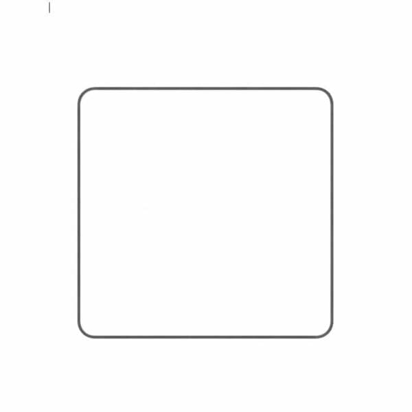 Image of square line drawing representing plan view of Royal Botania Cuprum square brass planter