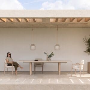 Image of Todus Kori Flex contemporary dining table and Kori chairs