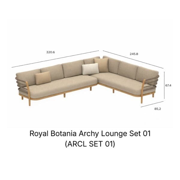 Royal Botania Archy Lounge Set 01 (ARCL SET 01) with dimensions