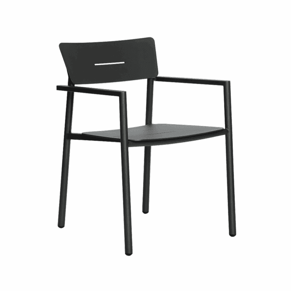 Studio image of Jati Kebon Lynsa armchair in charcoal aluminium