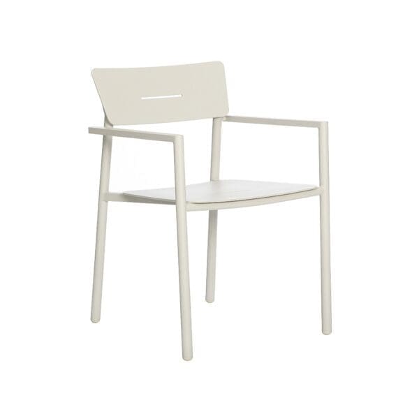 Studio image of Jati Kebon Lynsa aluminium armchair in dune finish